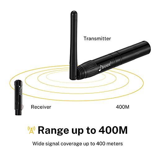 Donner DMX512 Wireless Controller Dfi DJ 2.4G DMX Wireless 7 Receivers Short Version with Light Dome & 1 Transmitter Stage Lighting Control for LED Stage Disco Party Bar Lighting 8PCS Black