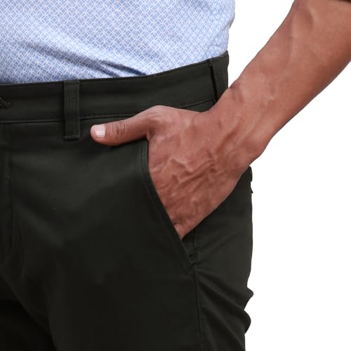 Image of Parx Men's Cotton Blend Solid Pattern Low Rise Tapered Fit Flat Front Casual Trouser