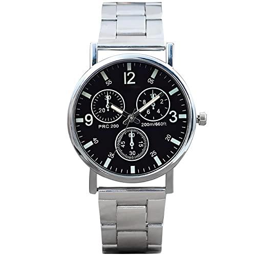 Retoo Reloj de Pulsera analógico de Cuarzo Minimalista para Hombre y Mujer, Reloj de Pulsera de Acero Inoxidable, Reloj de Hombre de Negocios, Negro, Pulsera