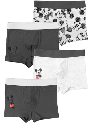 Disney Mickey Mouse Boxers pour garçon - sous-vêtements Enfants Boxer Gris (Pack de 4) (FR/NL/SE/PL, Numérique, 98, 104, Regular, Gris)