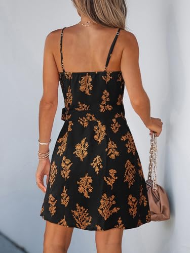 Image of CUPSHE Women Spaghetti Strap Summer Dress Surplice V Neck Wrap Waist Tie Casual Beach Sundress Holiday Vacation Mini Dress