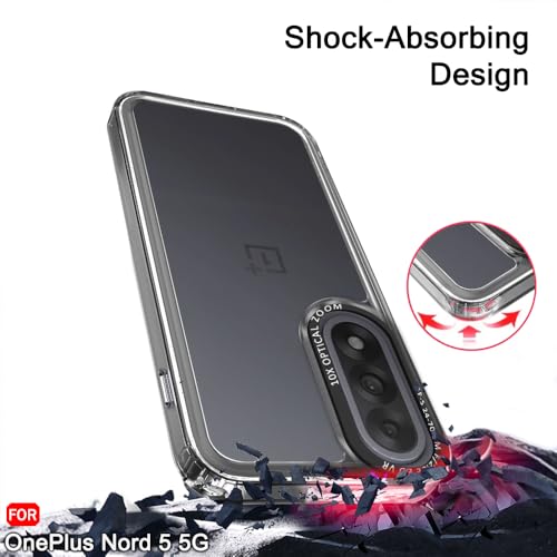 Image of TheGiftKart Hybrid Shockproof Back Cover Case for OnePlus Nord 5 5G | Stylish Camera Border | Electroplated Buttons | Crystal Clear Hard Back Cover Case (TPU & PC, Smoked Bumper)