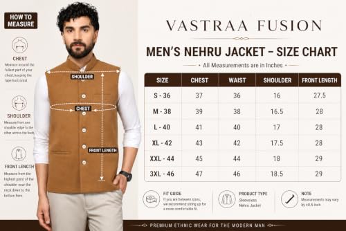 Image of Vastraa Fusion Men's Traditional Woolen Nehru Jacket Modi Waistcoat