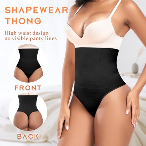 Image of Werena Tummy Control Thong Shapewear for Women High Waist Shaping Underwear Seamless Thongs Panties
