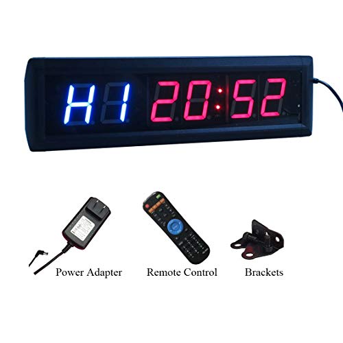 Ledgital Interval Timer Programmable Gym Timer with Remote for Crossfit Workouts 1.8" Countdown/up