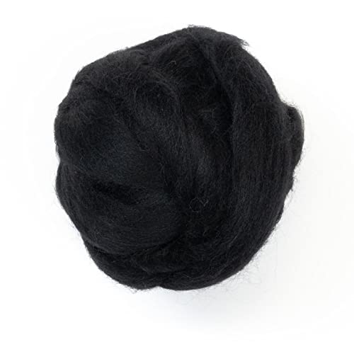 Catálogo para Comprar On-line Lana - los preferidos. 49 Kondoos, Pura lana teñida, 236 g. (8 oz) Mejor lana para fieltro de aguja, artesanía e Hilado a mano. Colores teñidos. Cardados y peinados(Negro,) 7.8 metros de mecha