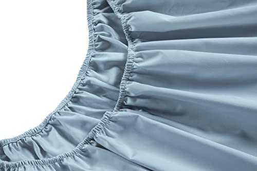 Image of LANE LINEN 100% Cotton 450 Thread Count Split King Sheets Set for Adjustable Beds, Sateen Weave Hotel Quality, Fully Elasticized Oeko Tex Certified Sustainably Produced Machine Washable - French Blue