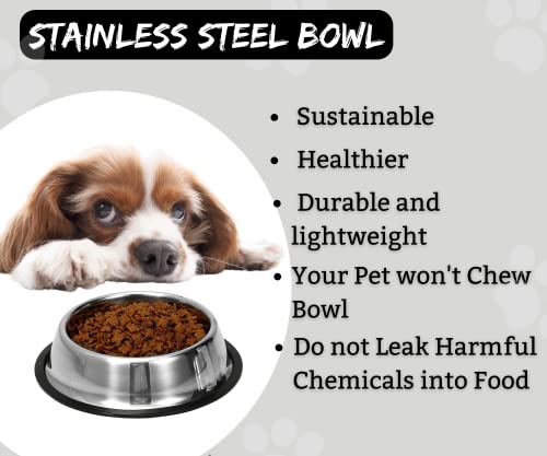 Foodie-Puppies-Stainless-Steel-Bowl-for-Puppies-Kittens-Rabbits-and-More-700ml-Medium-Silver-I-Non-Skid-Rubber-Bottom-FoodWater-Bowl-I-Non-Toxic-100-Safe-for-Pets