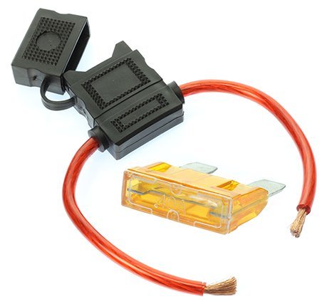 8 Gauge Maxi Inline Fuse Holder Fuseholder with Cover & 40 Amp Fuse (1 Pack)