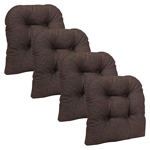 Klear Vu Omega Non-Slip Overstuffed Dining Chair Pad, Set of 4, Chestnut