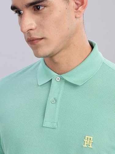 Image of Tommy Hilfiger Solid Regular Fit Cotton Polo T-Shirt