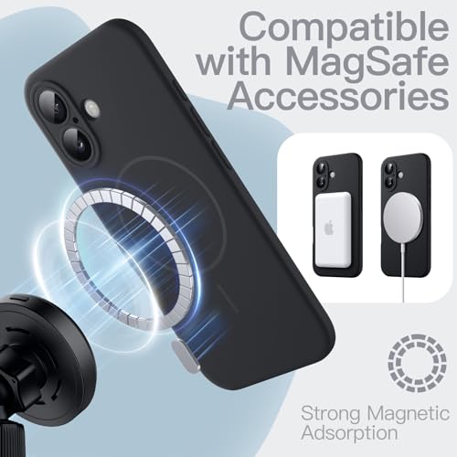 Image of JETech Magnetic Silicone Case for iPhone 17, Black | Compatible with MagSafe, Silky Soft Touch, Full Camera Lens Protection, Shock Absorbing Phone Cover