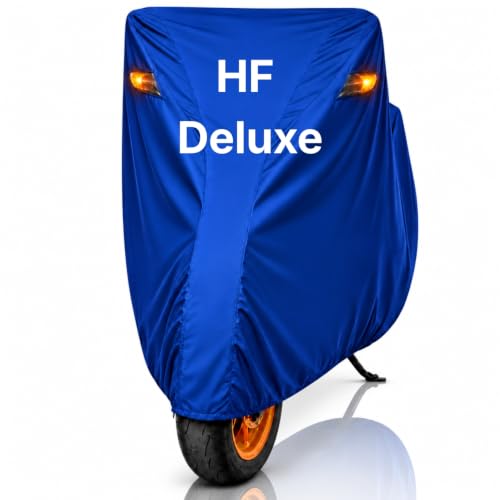 Image of Dhoom Bike Body Cover for HF Deluxe Cover | 100% Waterproof, Dustproof & Scratch Resistant | Heavy Duty Two Wheeler Covers with UV Protection, Heat Resistant | All Weather Outdoor Bike Cover (Blue)