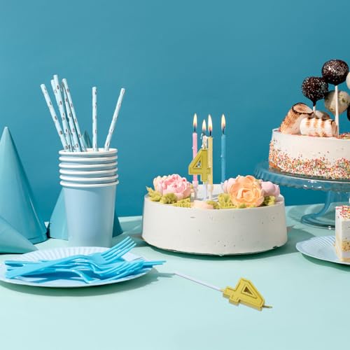 iplusmile 10個ゴールド数字バースデーキャンドルセット ワックス製ケーキ用数字キャンドル 誕生日パーティーや記念日デザートトッパー 大人向けフォトプロップス装飾 [5]