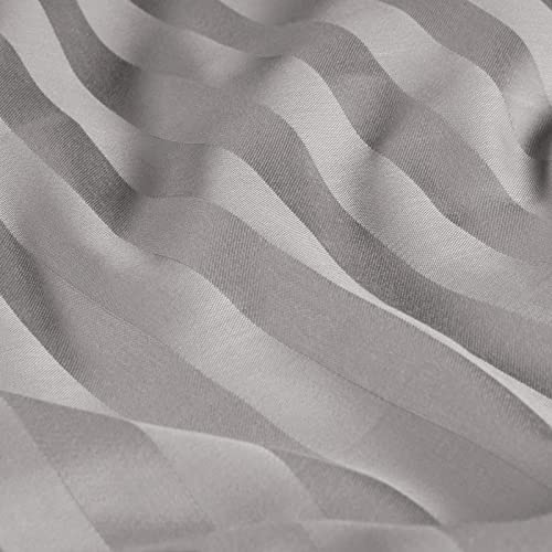 Foto von Pure Label Mako Satin Damast Streifen Bettwäsche 135x200 40x80 hellgrau