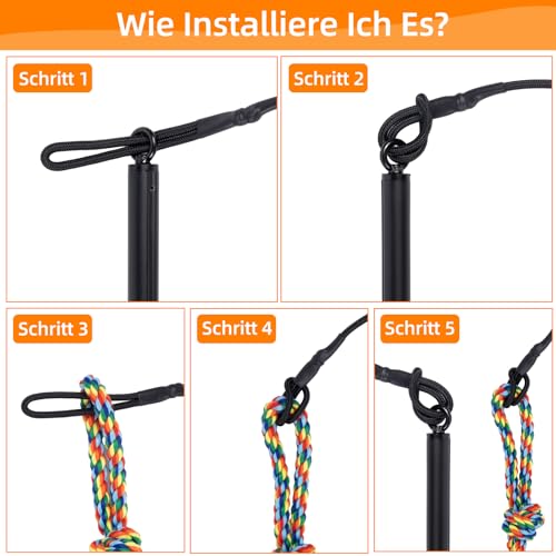 autozen Reizangel Hunde, 124cm Reizangel 6 Stücke für Hunde längenverstellbar Hundespielzeug aus Aluminiumlegierung mit 3 Hundespielzeug Seil für Training