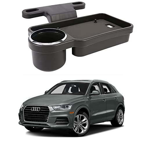 Image of Oshotto (FT-04) Foldable Car Auto Headrest Rear Back Seat Table Drink Food Cup Tray Holder Compatible with Audi Q3 - Black