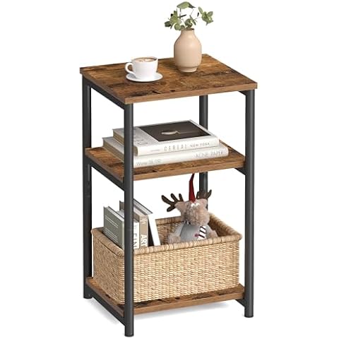 VASAGLE Small End Table with 3 Storage Tiers Cover