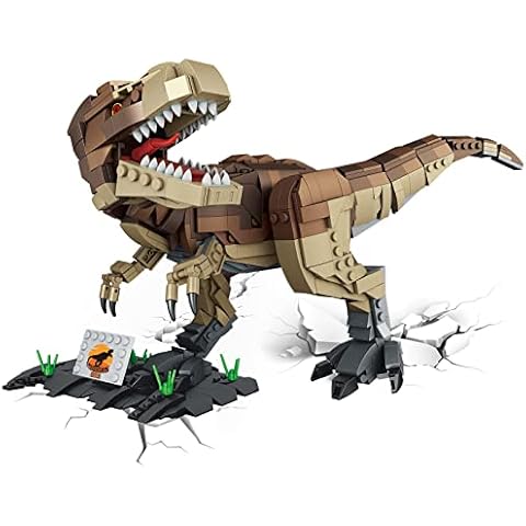 Dinosaur Toy, T-Rex, Triceratops and Pterodactylus Figures, Building Blocks Set for Children Cover