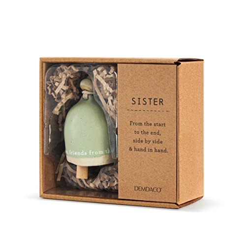 Demdaco Sister Green 2.5 Inch Ceramic Stoneware And Wood Mini Inspired Bell #TOP2
