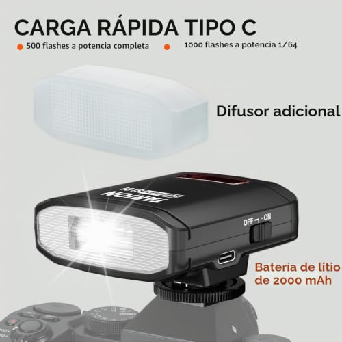 Flash TARION Speedlite Mini GN13 negro SL01 con modos ópticos S1 S2 para cámaras 5
