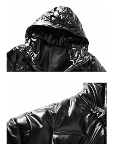 Men Winter Hooded Puffer Jacket Casual Warm Thick Parka Coats Short Bright Cotton Jacket4