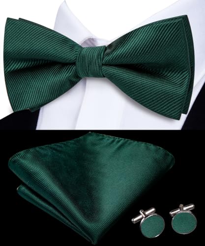 Image of Dubulle Mens Paisley Striped Bowtie Set Pre-tied Bowtie for Men and Pocket Square Set Wedding Business