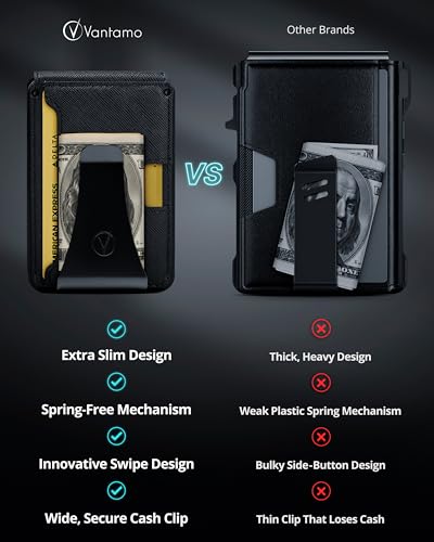 Image of Vantamo Premium Wallet for Men with Money Clip & Card Holder, Compact & Slim Wallet with RFID, 8-12 Cards, Perfect Gifts for Men