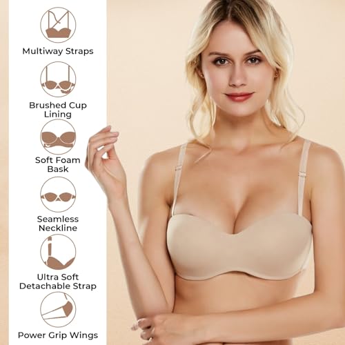 Image of PLUMBURY Women's Nylon Lightly Padded Wired Strapless Multiway Bra