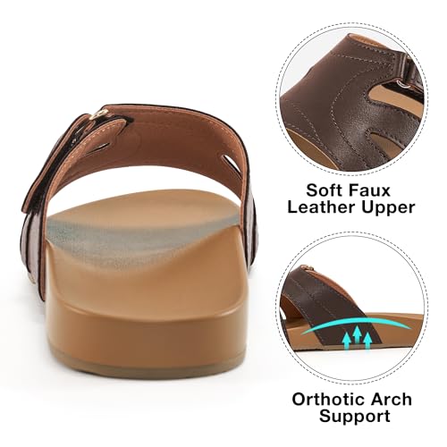 Alicegana Slides for Women orthopedic Sandals: Comfortable Summer Slip on Shoes Arch Support Walking Flat Slippers3