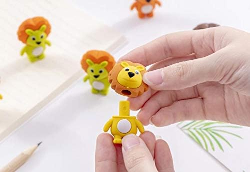 Image of AK Store (Pack of 4) 3D Cute Cartoon Shape Rubber Pencil Erasers, School Stationery for Kids, Boys Girls, Birthday Return Gifts (Lion)