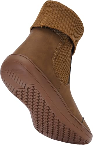 Image of WHITIN Women's Wide Barefoot Ankle Boots | Minimalist Chelsea Styles | Zero Drop | Stacked Sock-like Cuffs