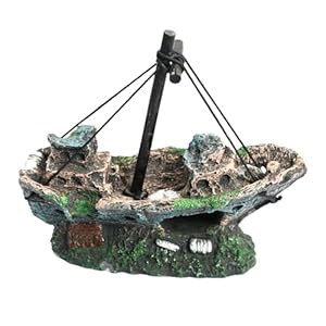 Aquarium Deko Schiff, Harz Aquarium Zubehör, Fische Deko, Garnelen Zubehör, Landschaft für Unterwasser Dekoration, Aqua Ornaments für Fische Garnelen Verstecken
