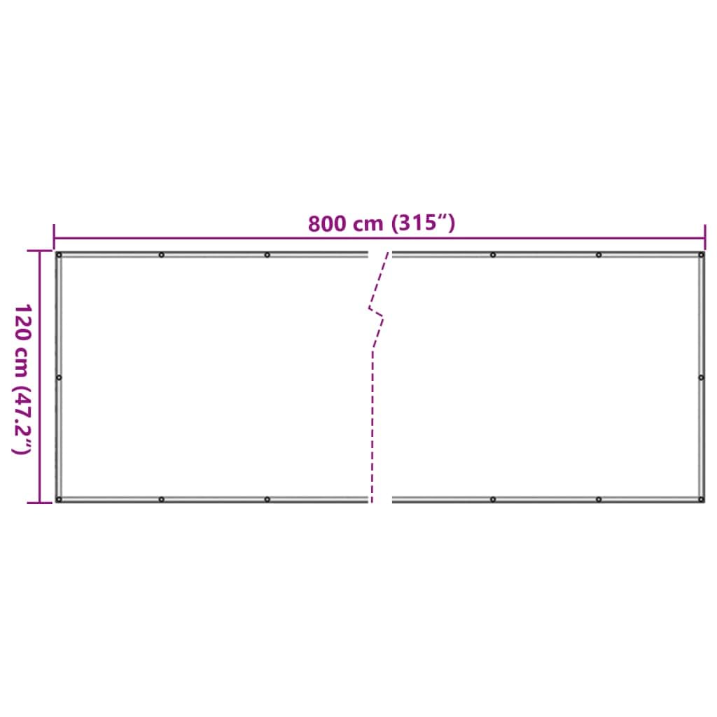 Homgoday Biały parawan ogrodowy 800 x 120 cm z PCV, zewnętrzny parawan ogrodowy, przegroda zewnętrzna, przegroda na zewnątrz