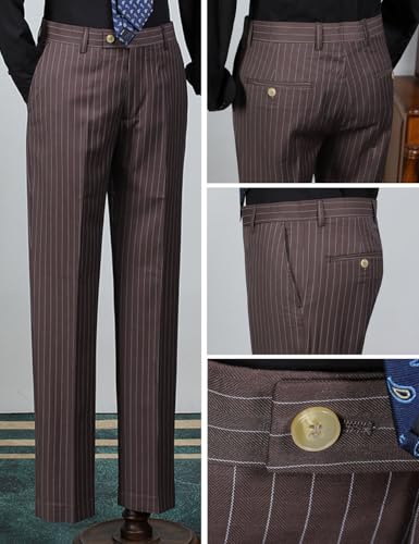 Men's Striped Suit 3 Piece Blazer Jacket Vest Pants White Pinstripe Business Casual Spring Fall 6