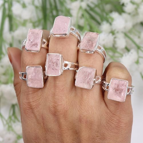 Bague morganite brute en argent 925 taille 12 : le bijou ajustable et robuste - 6