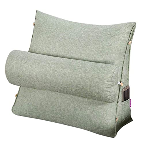 Reading and TV Pillow,URMAGIC Back Wedge Cushion Pillow with Adjustable Neck Pillow and Pockets,Triangle Back Pillow,Back Neck Support Bed Pillow,Sofa Rest Cushion,Removable and Washable