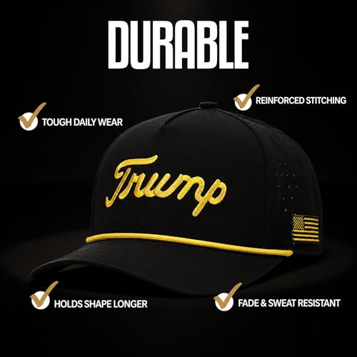 Image of Curves & Clubs Trump Golf Hats - One Size Adjustable Men's Hat - Breathable & Durable Trump Rope Hat - Perfect Golf Gift