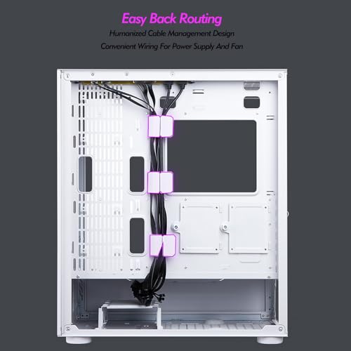 Gabinete para computadora gaming ARrase 18648 Mid Tower E-ATX compatible ATX, M-ATX, ITX, con 9 ventiladores y panel lateral de vidrio abierto color blanco miniatura 7