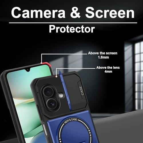 Image of Hupshy iPhone 16 Back Cover with Camera Protection Rings, Kickstand-Matte /Anti, Non-Slip, Camera Glass Protection,Transparent Shockproof Cover for iPhone 16 (Blue 3)