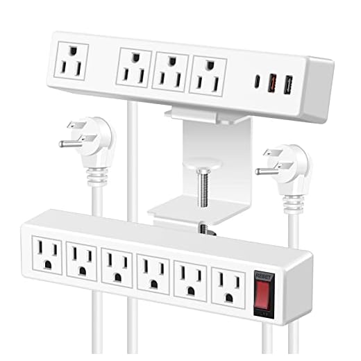 Dual Layer Desk Clamp Power Strip, 20W Desktop Edge Mount Charging Station with 10 Outlets 3 USB Ports, Under Desk Surge Protector, 3 Ft Extension Cord for Office Home