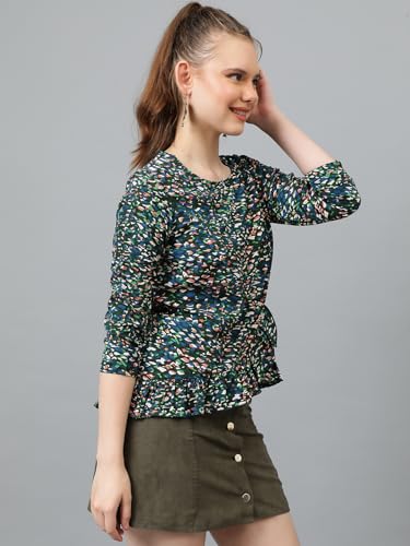 Image of KOTTY Women's Casual Regular Sleeves Printed Multicolor Top