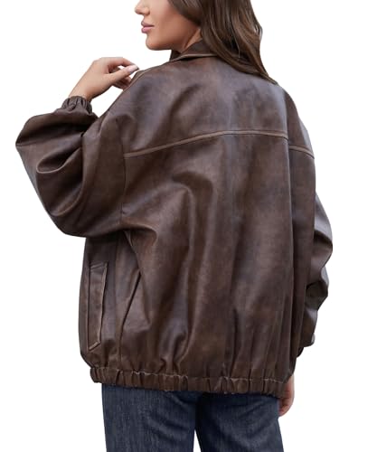 Womens Oversized Y2K Faux Leather Jackets Vintage Plus Size Fashion Motorcycle Coats Fall Fashion Outfits 20252