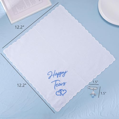 Image of MIXJOY Something Blue Gift for Bride, Wedding Day Bridal Blue Pearl Angel Wings Bouquet Garter Charm for Bride to Be