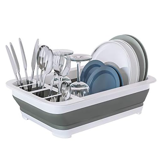 Home Intuition Collapsible Pop Up Portable Dish Drying Rack Drainer and Utensil Dryer, 14.25 x 12.5 x 5 Inches, White