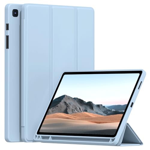 Ocricll Case for Samsung Galaxy Tab S6 Lite 10.4 Inch 2024/2022/2020, Soft TPU Back Case Slim Lightweight Smart Auto Sleep/Wake Trifold Stand Cover with S Pen Holder, Blue