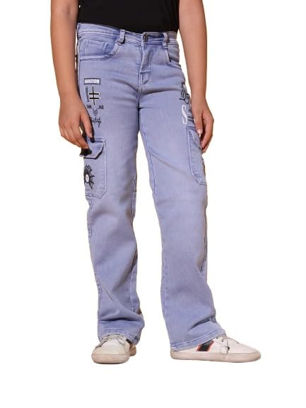 Image of Sky Heights Boy's Solid Cargo Jeans Mid Rise Regular Fit