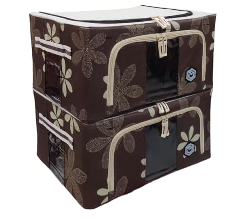 Image of Storage Box for clothes Cloth storage box wardrobe organizers (55 LTR Pack of 2, Brown)
