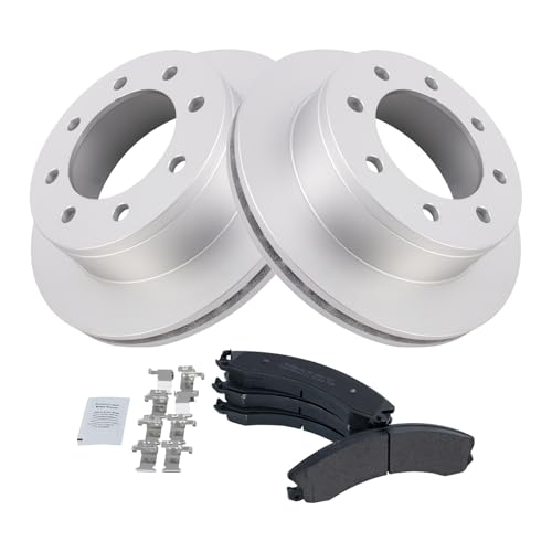 Image of TRQ Rear Brake Pad and Rotor Set Semi Metallic G Coated Rotors Compatible with 2009 GMC Savana 3500