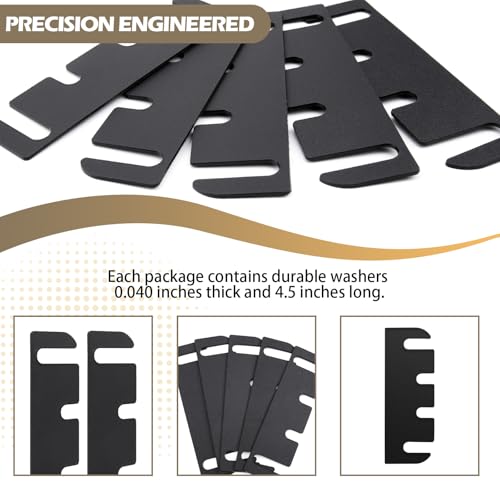 Image of Door Hinge Shims 10 Pack - 0.040 Inch Thickness, 4.5 Inch Hinge Shims | Do not remove the hinge, simply loosen the screw, stick on the gasket, and readjust the tightness
